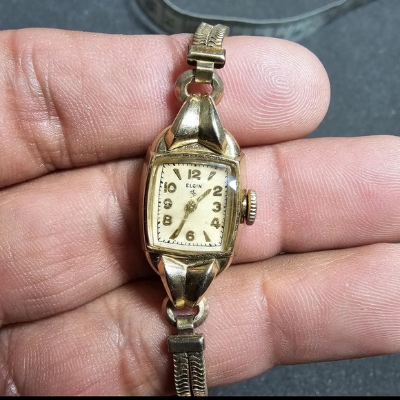 Vintage Elgin Ladies Cocktail Mechanical Wind Up Watch 10k Gokd Plated Working - Picture 1 of 9